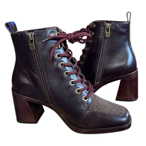 NWOB Antonio Melani Romy Lace-up Block Heel Bootie in espresso Size 6.5 - Picture 5 of 7